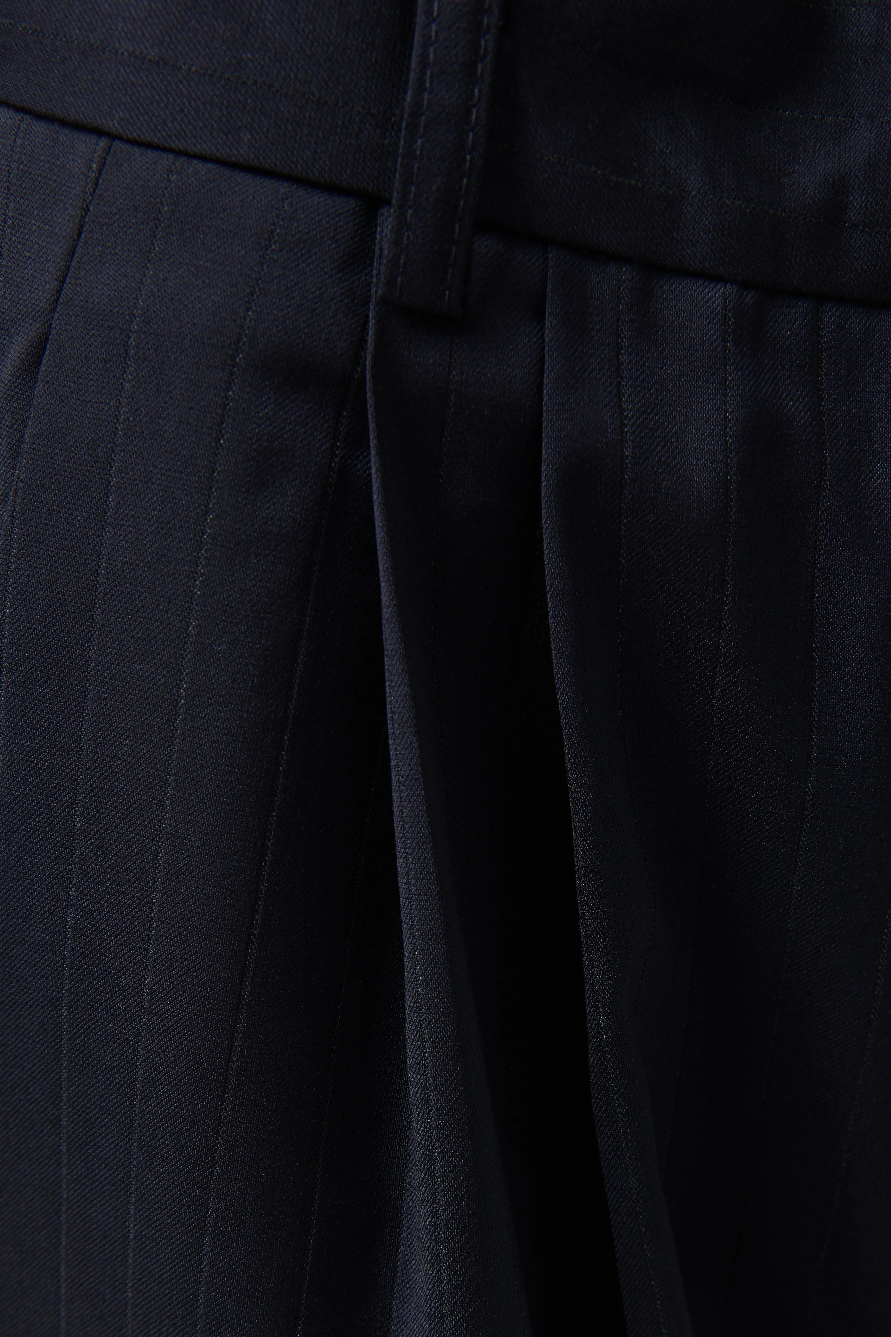 Black Wide Leg Pleated Trousers