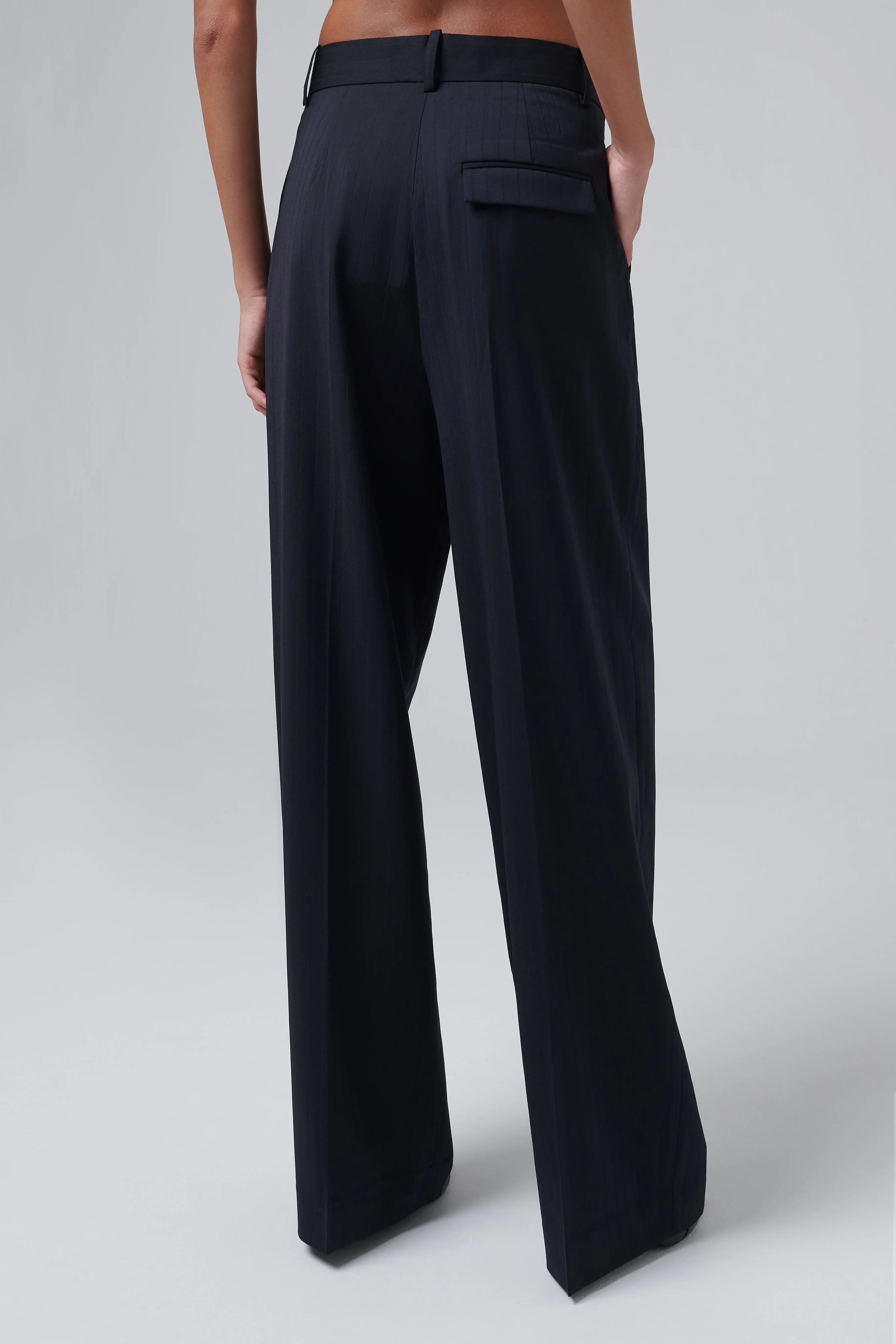 Black Wide Leg Pleated Trousers