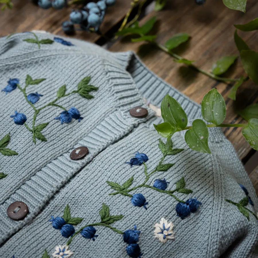 Blueberries cardigan (Cotton) - Duck Blue