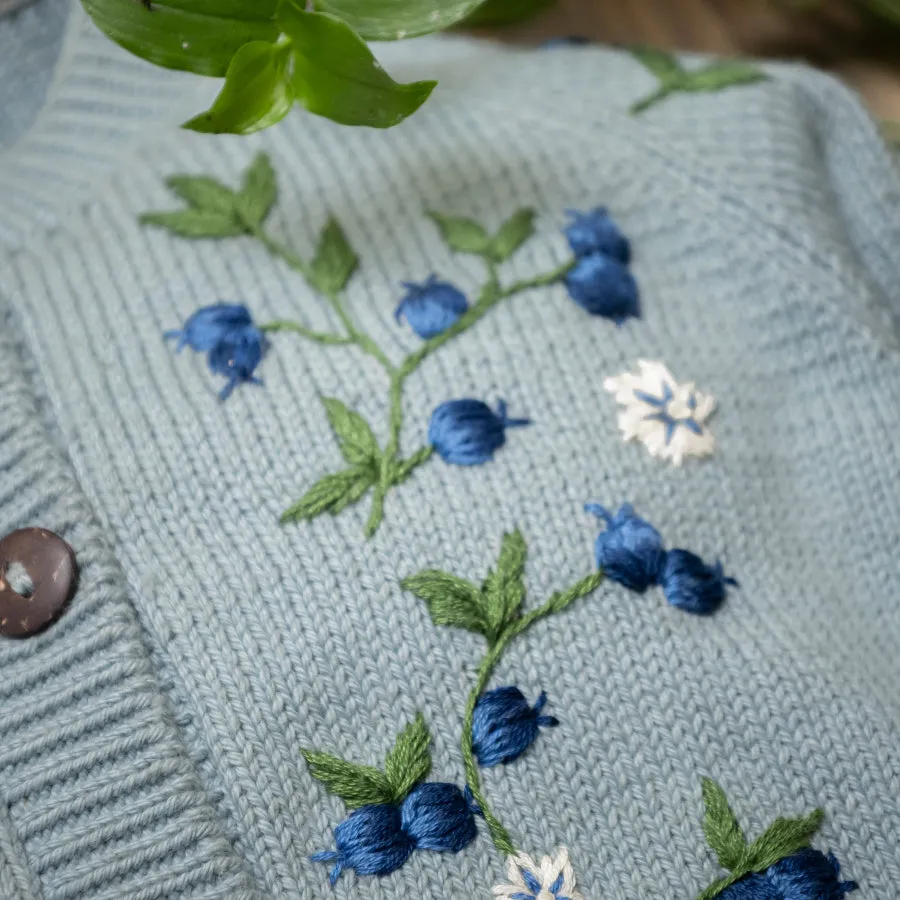 Blueberries cardigan (Cotton) - Duck Blue