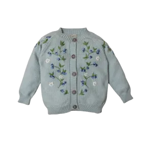 Blueberries cardigan (Cotton) - Duck Blue