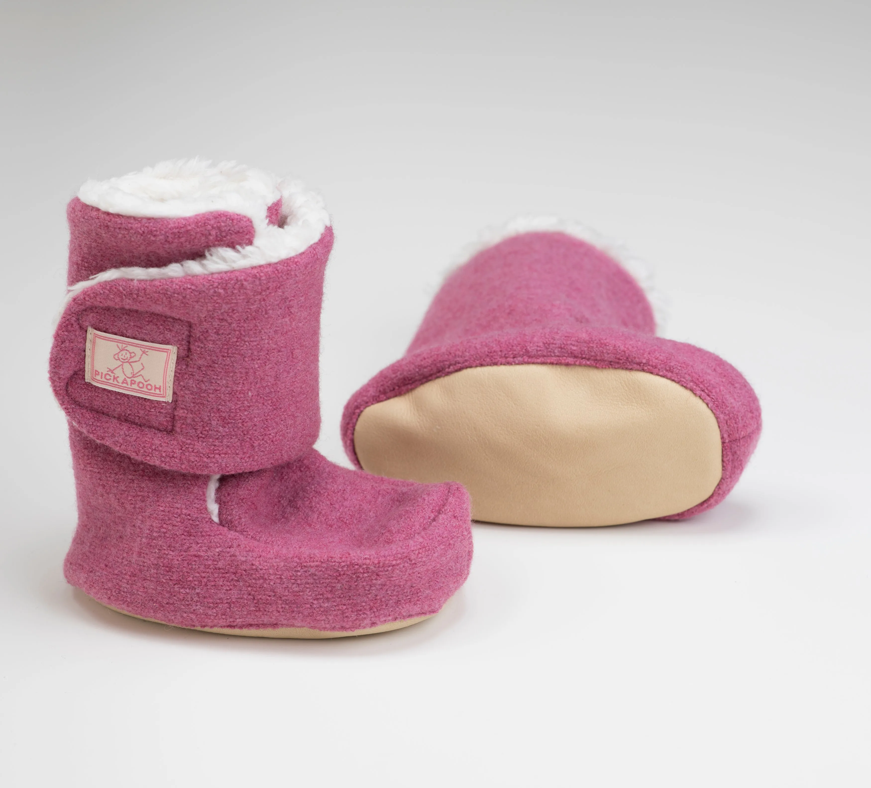 Boiled Wool Booties with Velcro