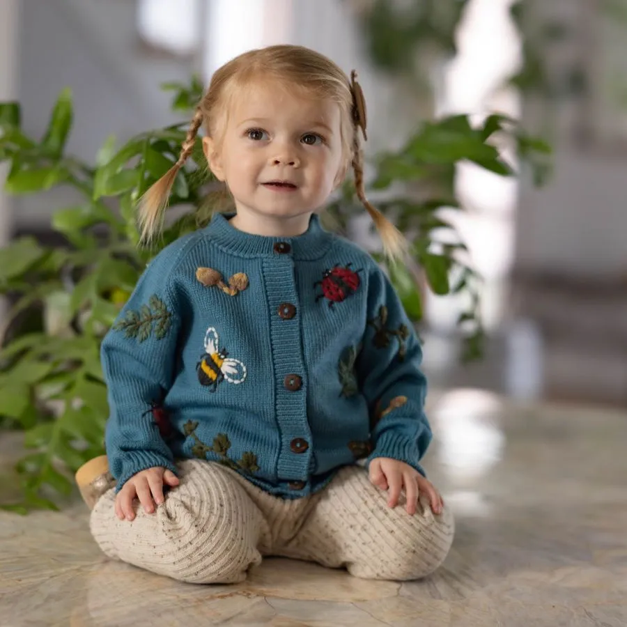 Bugs Life cardigan - Petroleum