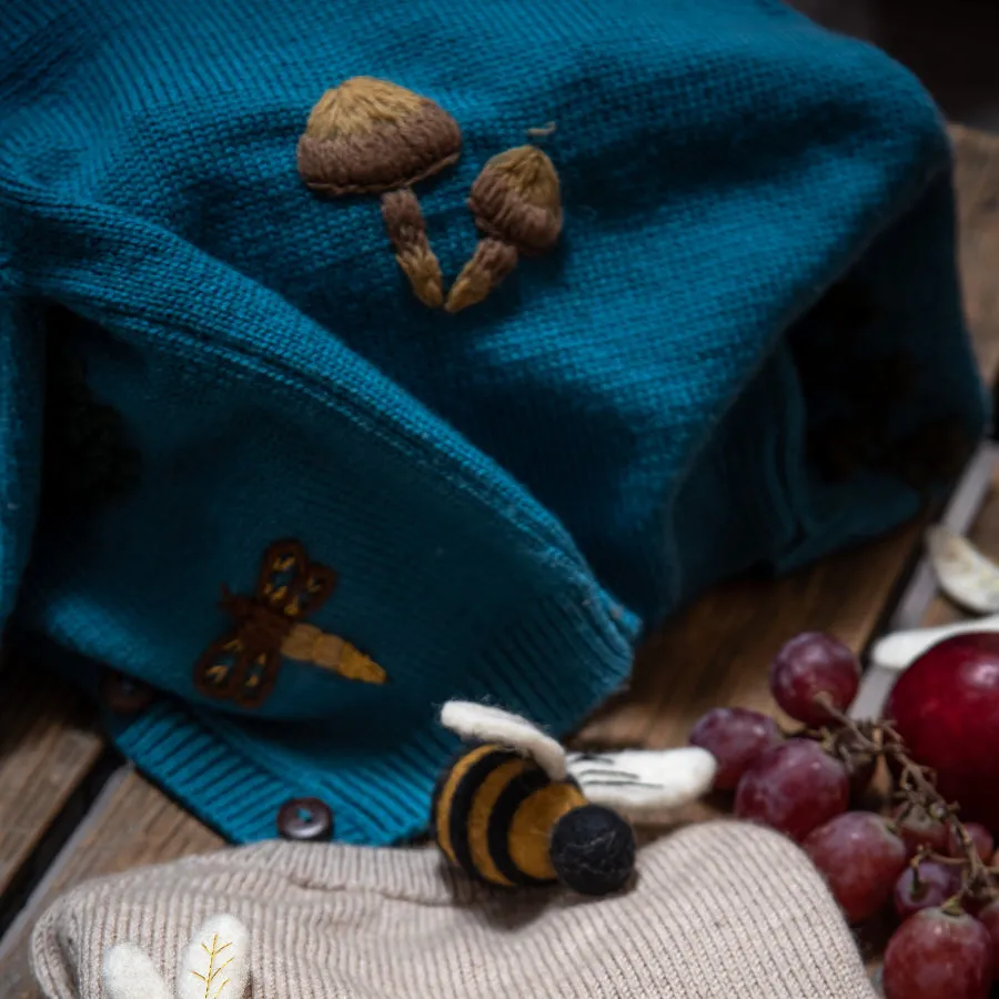 Bugs Life cardigan - Petroleum