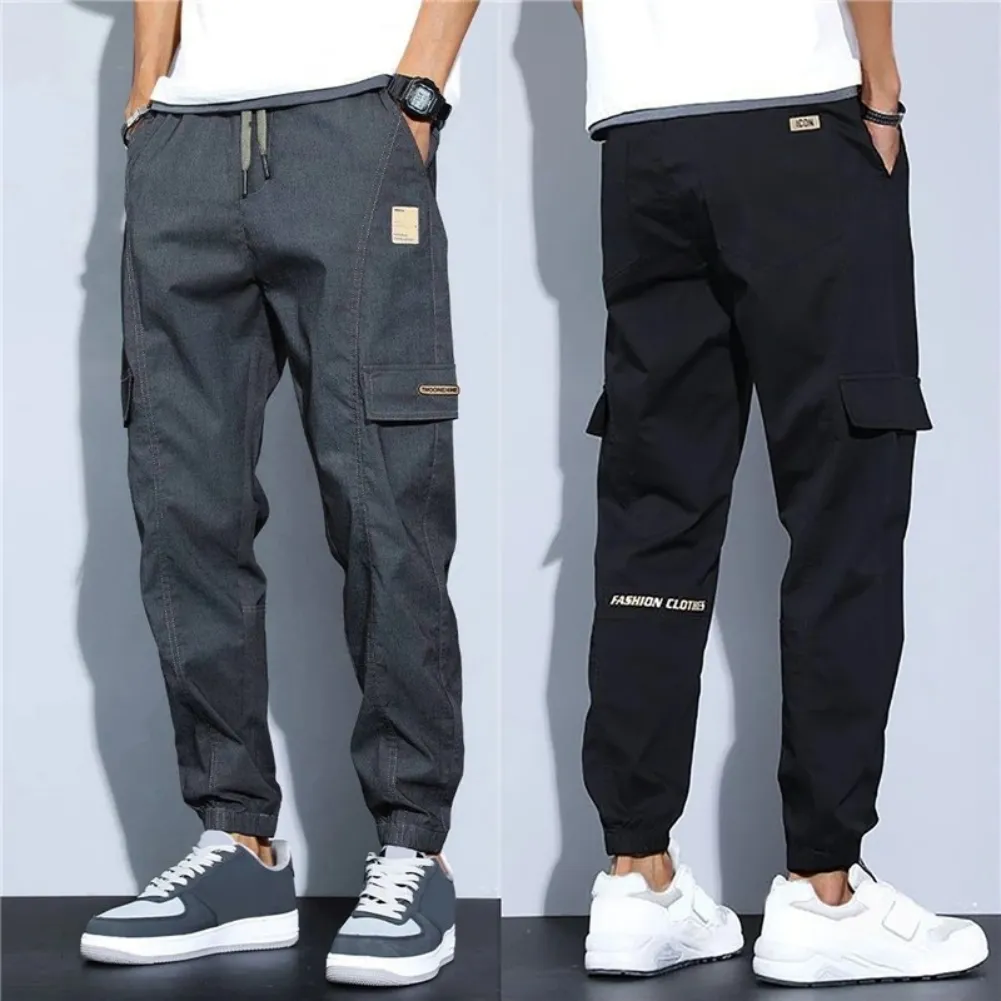 Cargo trousers for men - Casual jogging trousers with pockets, elasticated drawstring
