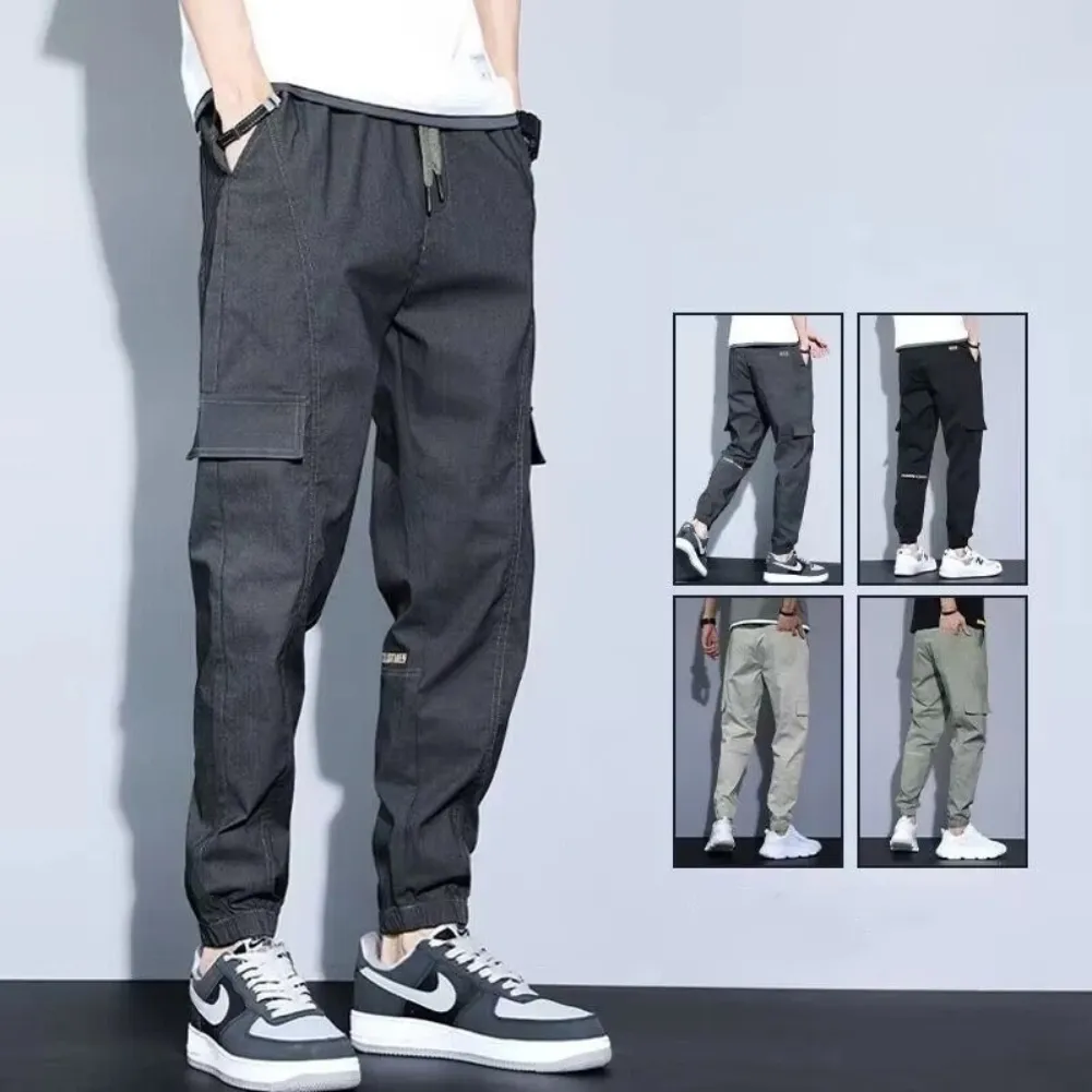Cargo trousers for men - Casual jogging trousers with pockets, elasticated drawstring