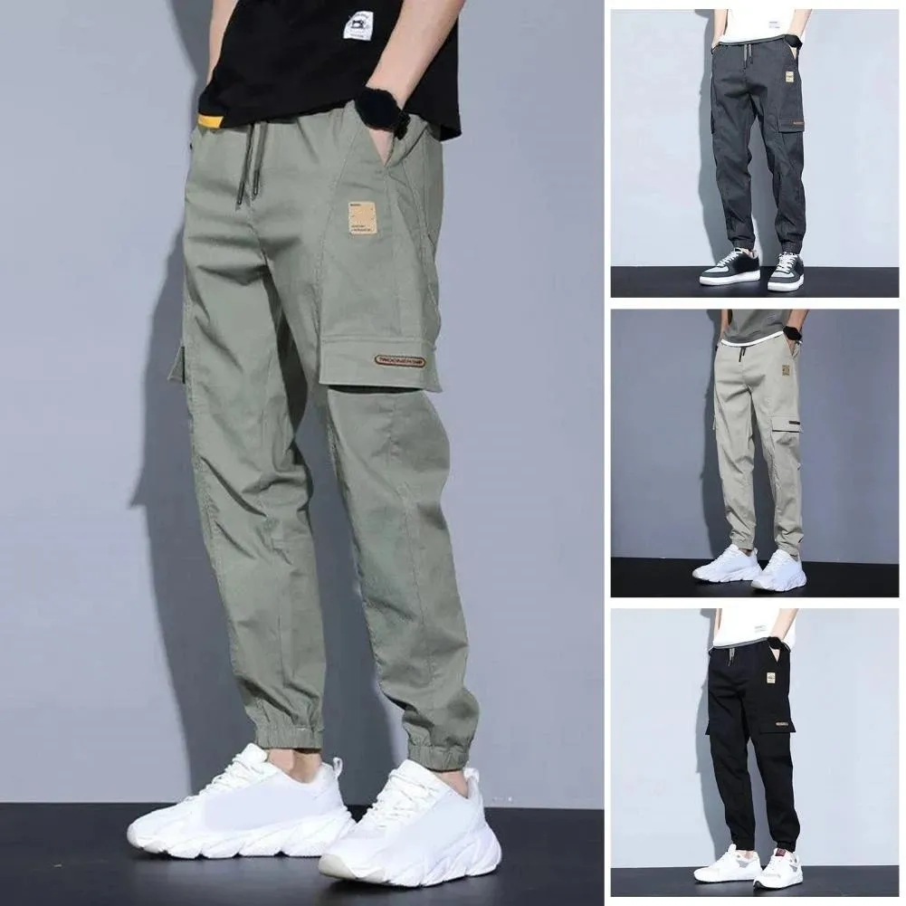 Cargo trousers for men - Casual jogging trousers with pockets, elasticated drawstring