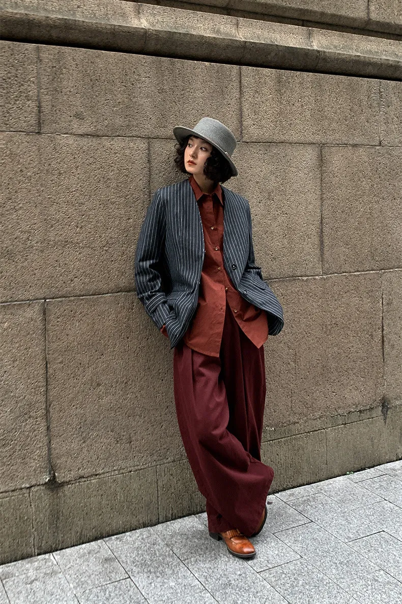 Cotton blend lyocell high-waisted palazzo pants with a belt | 5 color