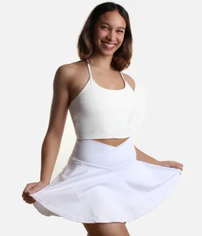 Crisscross Hourglass Skort in White - High-Waisted, Lightweight & Versatile