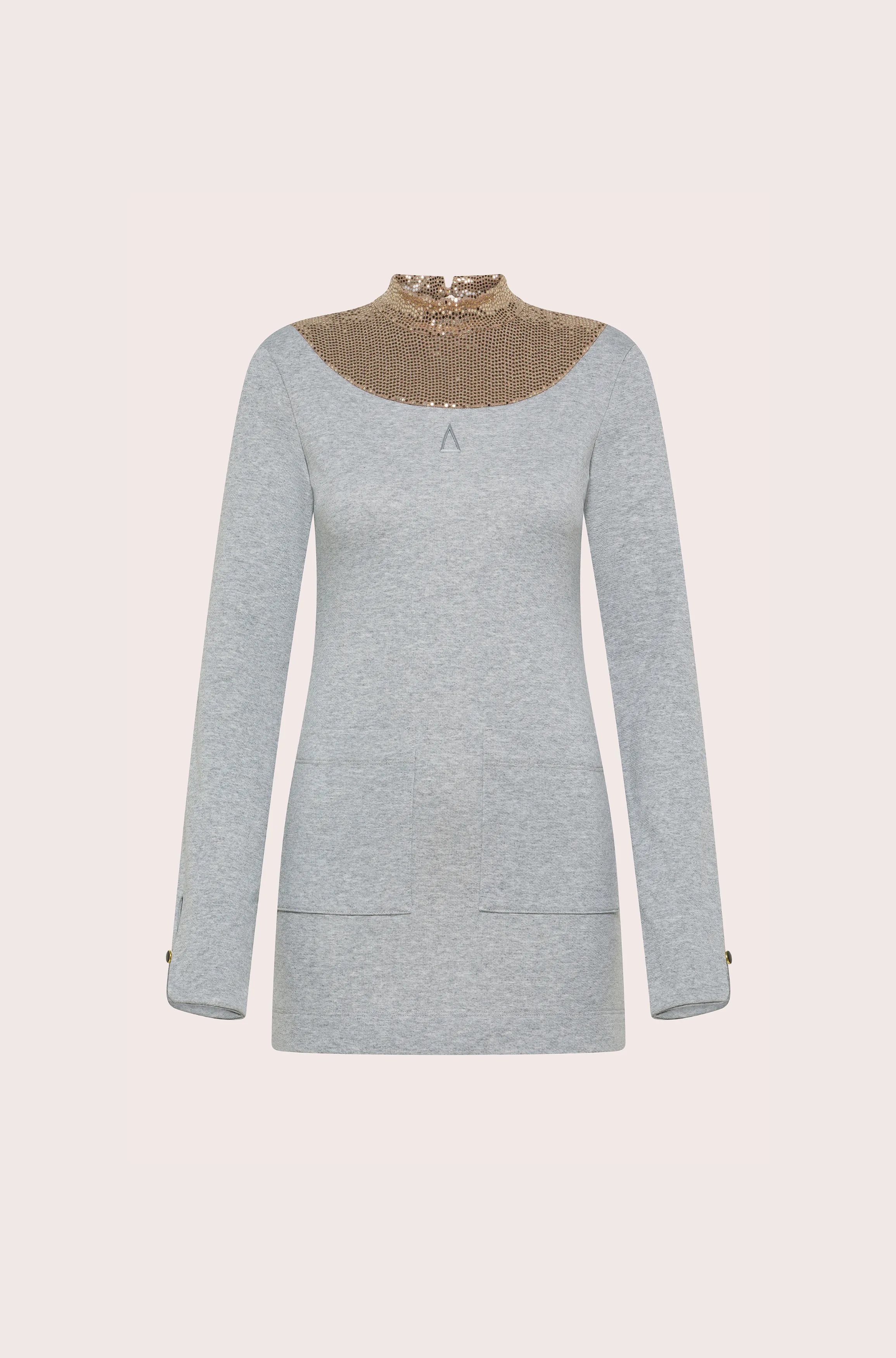 DRESS WITH GOLDEN NECK