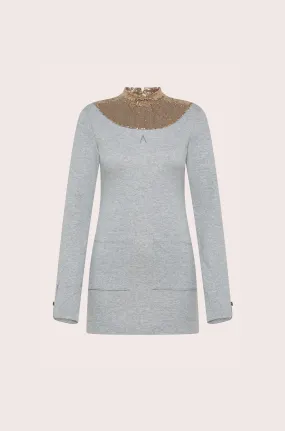 DRESS WITH GOLDEN NECK