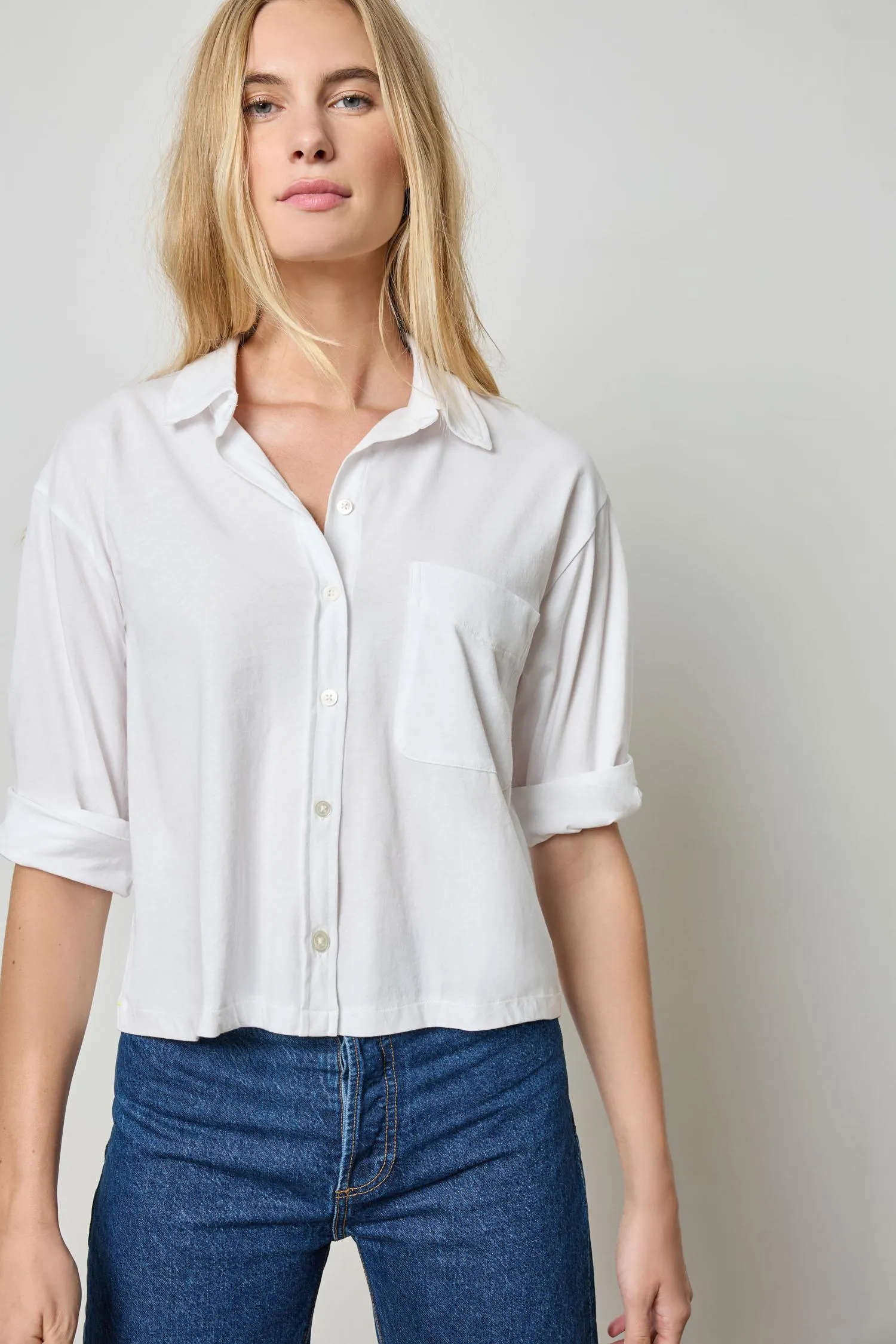 Easy Button Down Tee - White