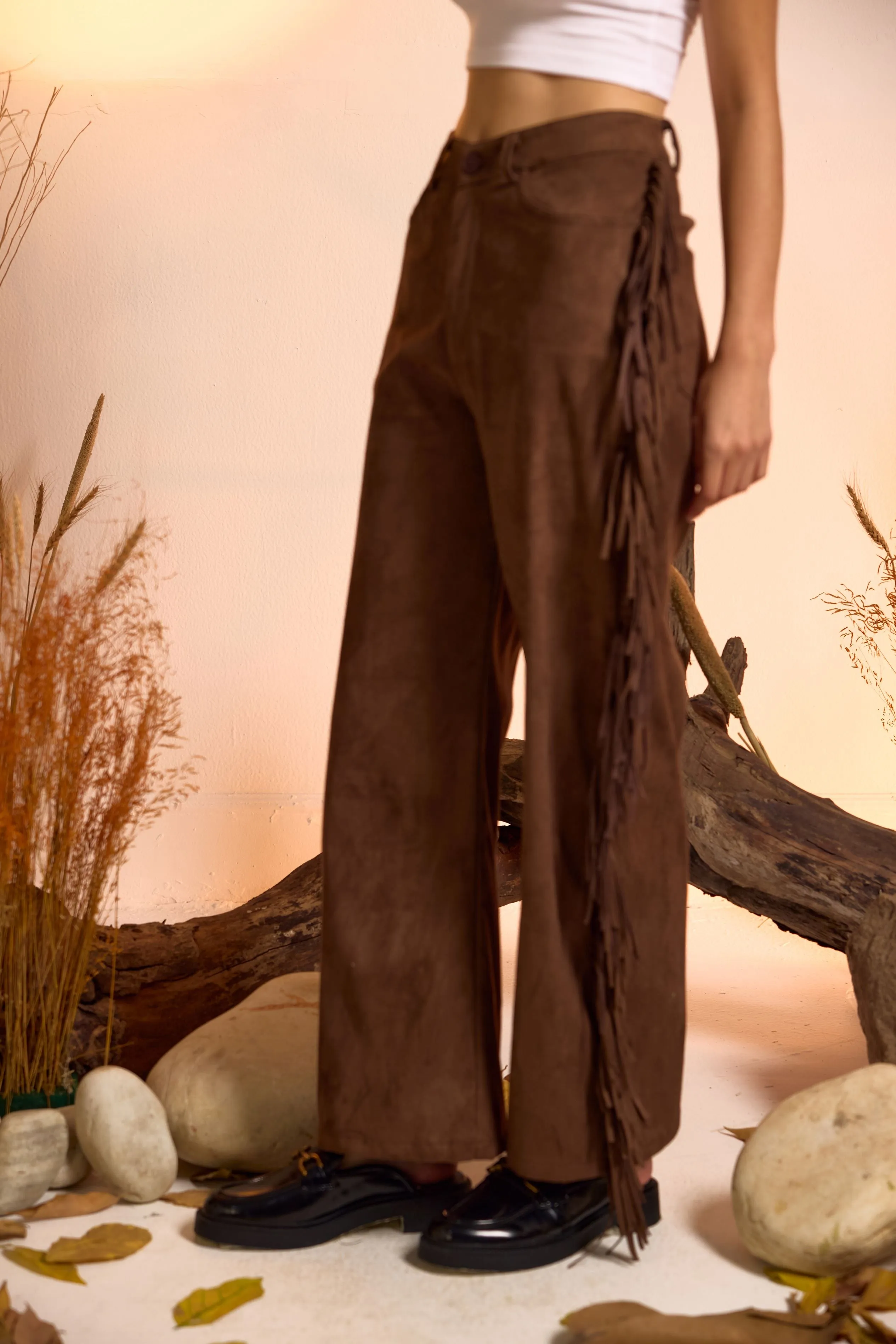 Fringe-Detailed Jacket & Straight Fit Pant Set