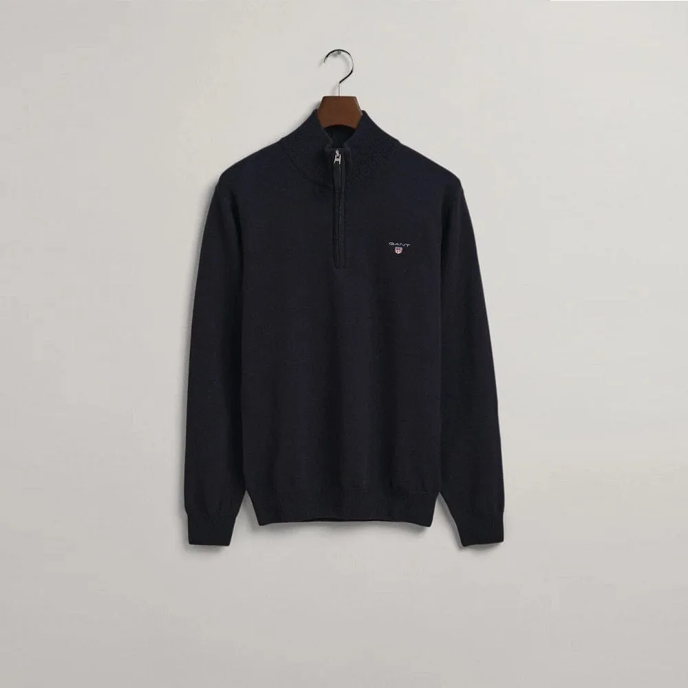 GANT Men's Super Fine Lambswool Half Zip Sweater Marine