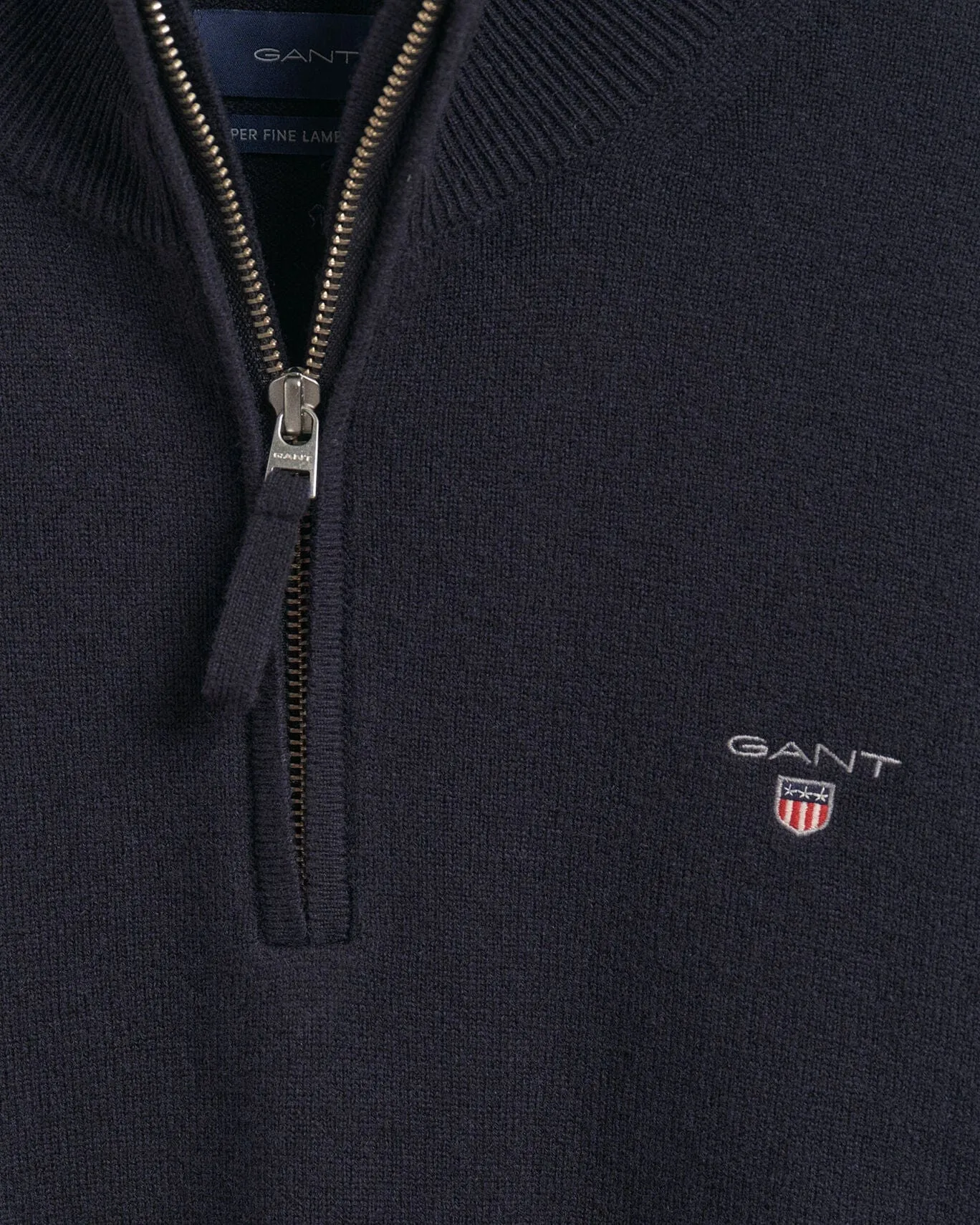 GANT Men's Super Fine Lambswool Half Zip Sweater Marine
