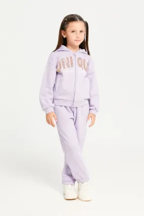 Girls Lilac Embellished Jogger Set (2 Piece)