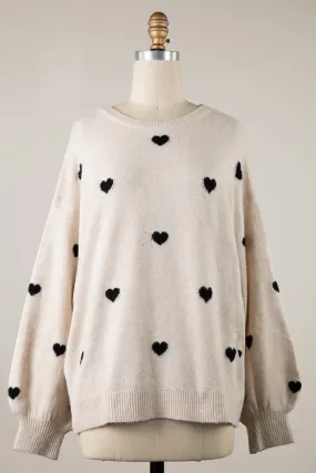 Heart Pattern Soft Sweater