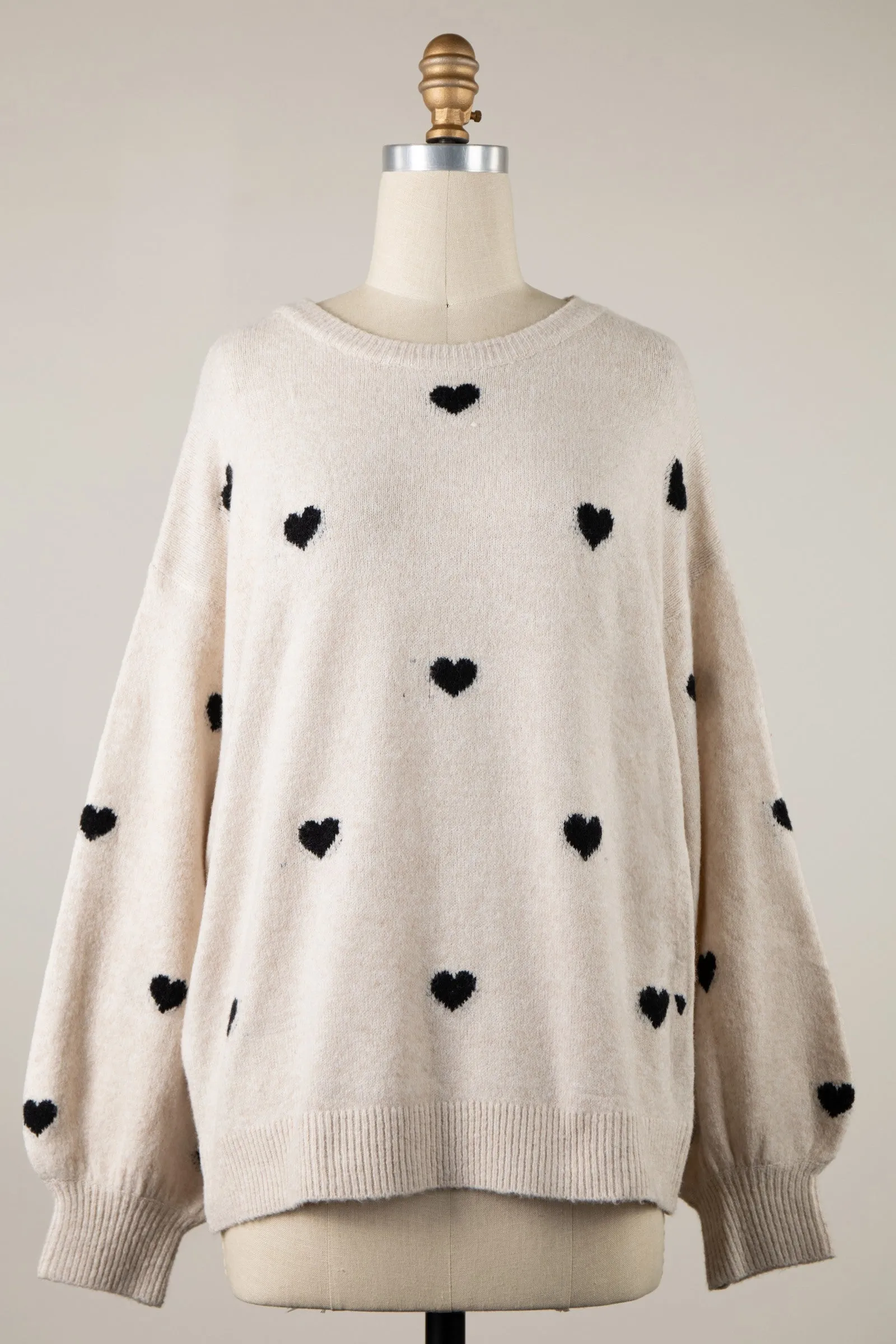 Heart Pattern Soft Sweater