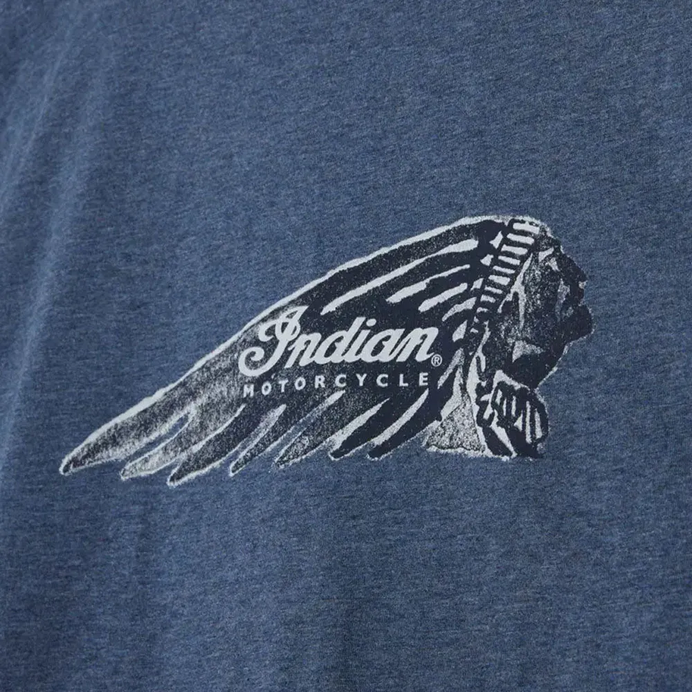 Indian Motorcycle  Womens Contrast Headdress T-Shirt Tee Lightweight Comfy Blue