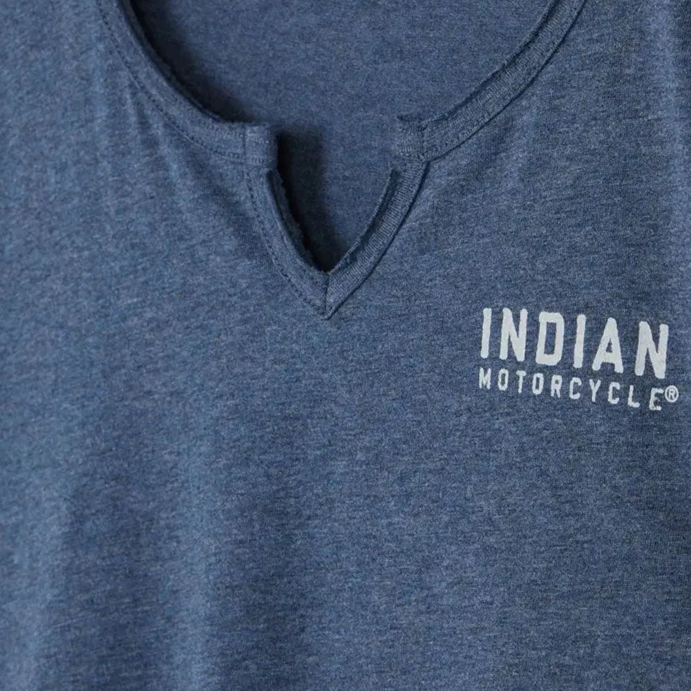 Indian Motorcycle  Womens Contrast Headdress T-Shirt Tee Lightweight Comfy Blue