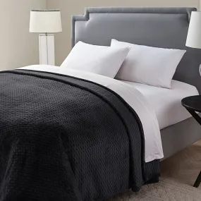 Knitted Chevron Blanket In King In Black