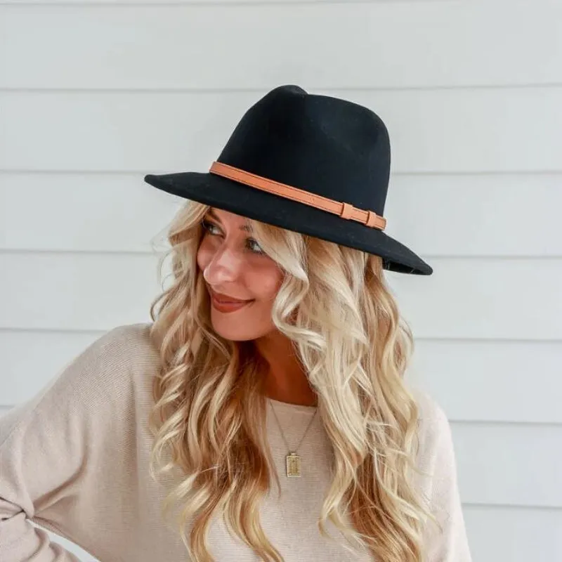 Ladies' Wool Fedora Brown Band