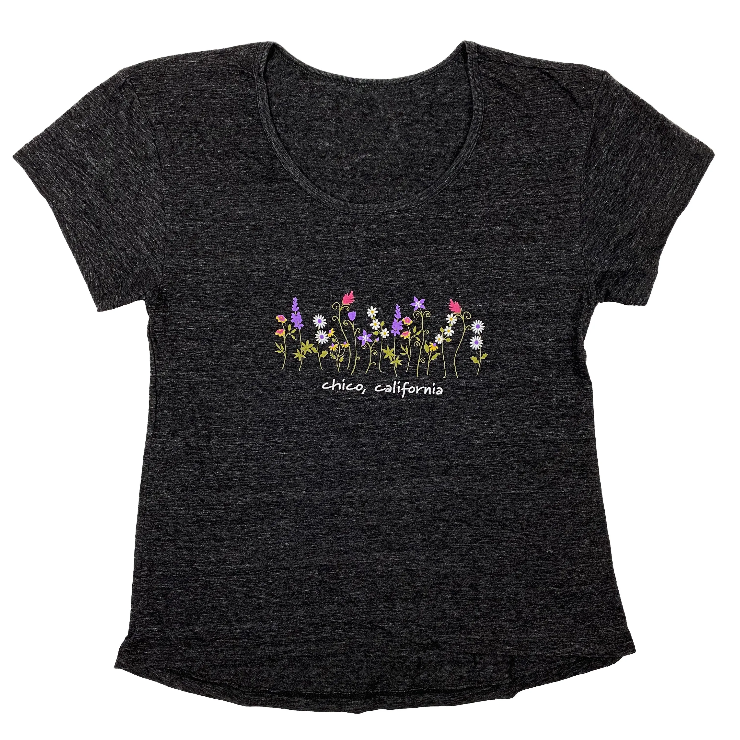 Levitate Flowers - Womens Hi-Low Scoop T-Shirt