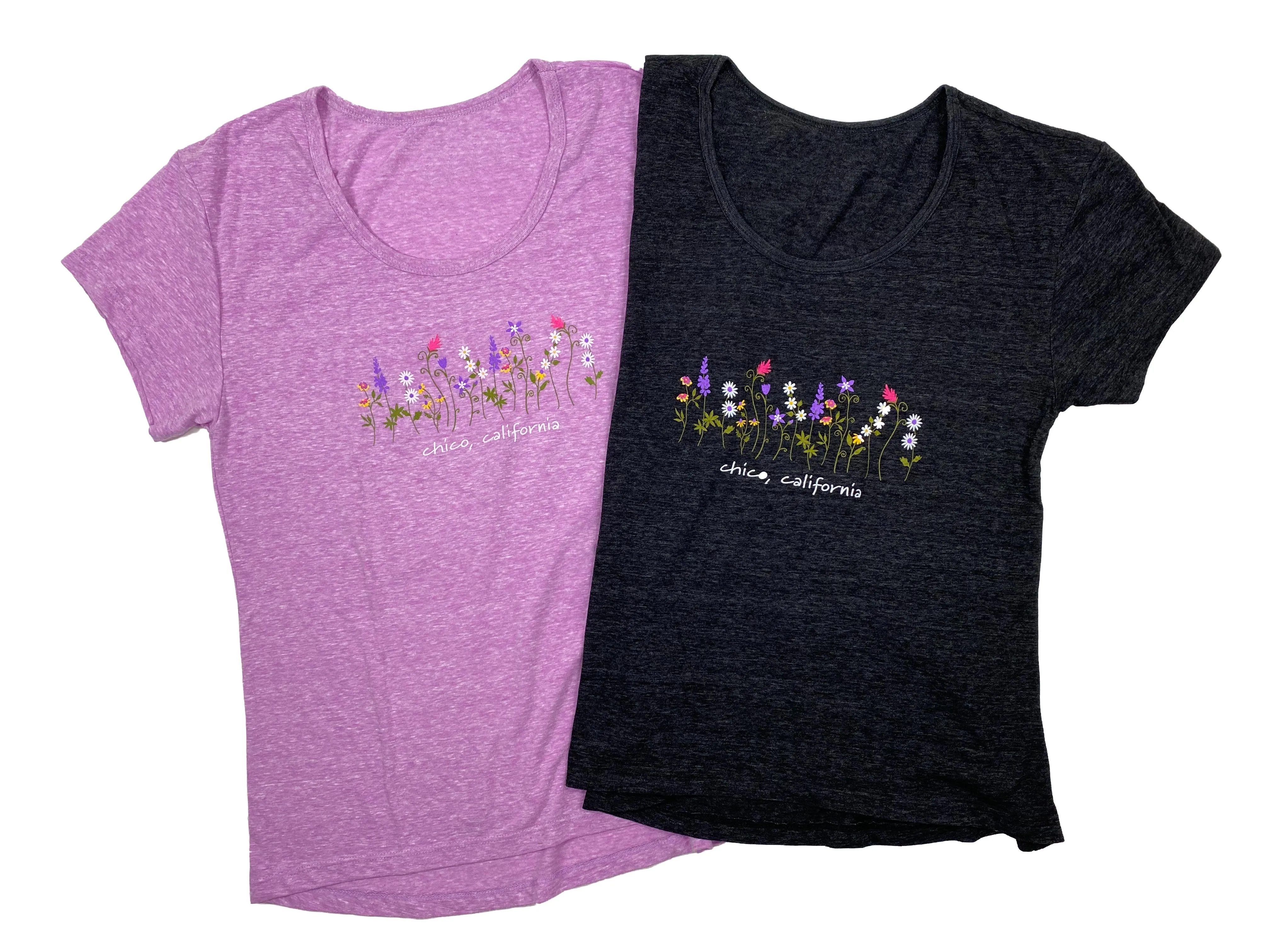 Levitate Flowers - Womens Hi-Low Scoop T-Shirt