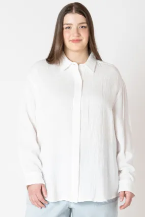 LS Textured Button Up Blouse | Off White LS Textured Button Up Blouse | Off White