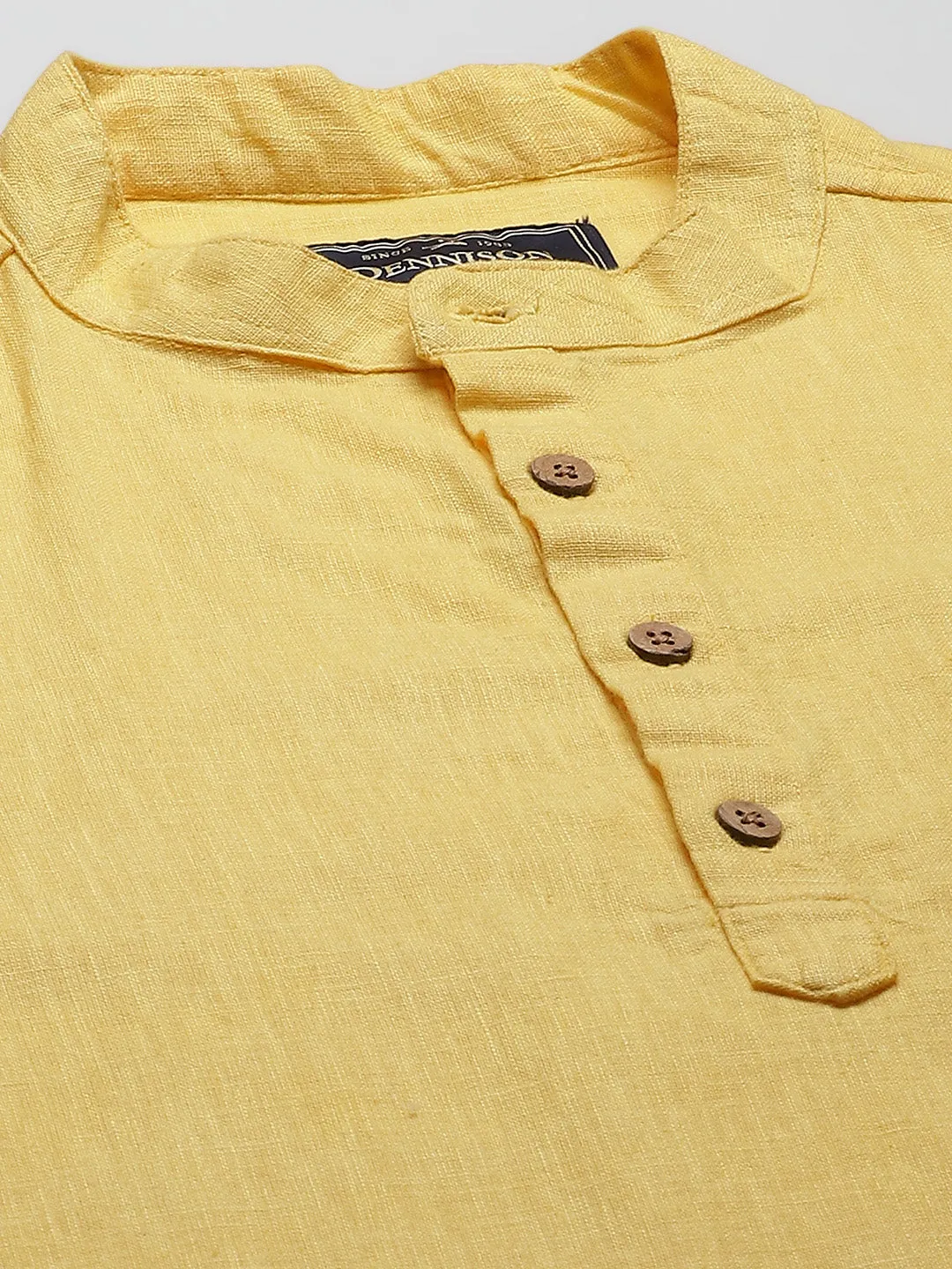 Men Yellow Comfort Slim Fit Short Kurta