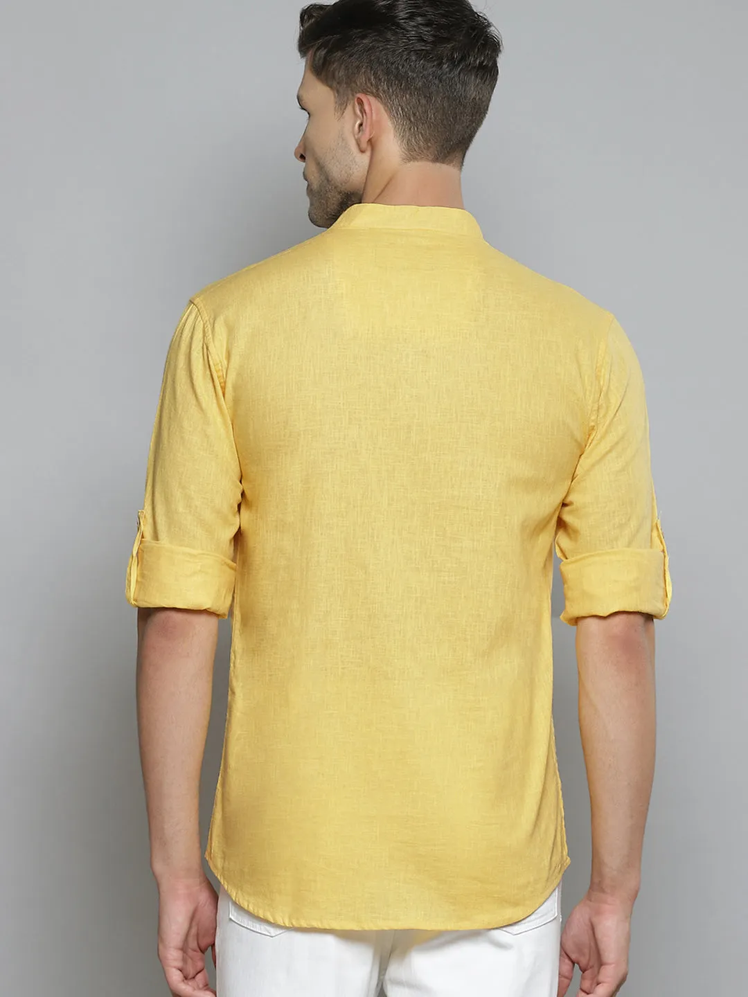 Men Yellow Comfort Slim Fit Short Kurta