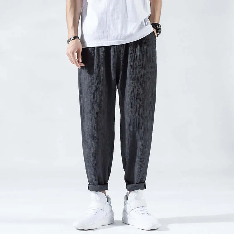 Men's Relaxed Fit Casual Trousers: Breathable Cotton