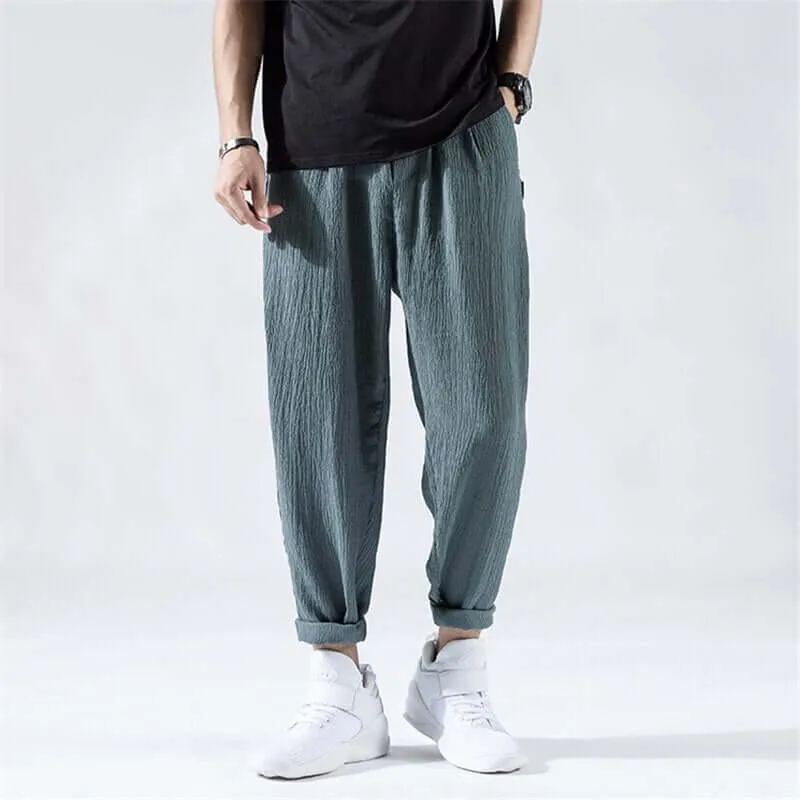 Men's Relaxed Fit Casual Trousers: Breathable Cotton