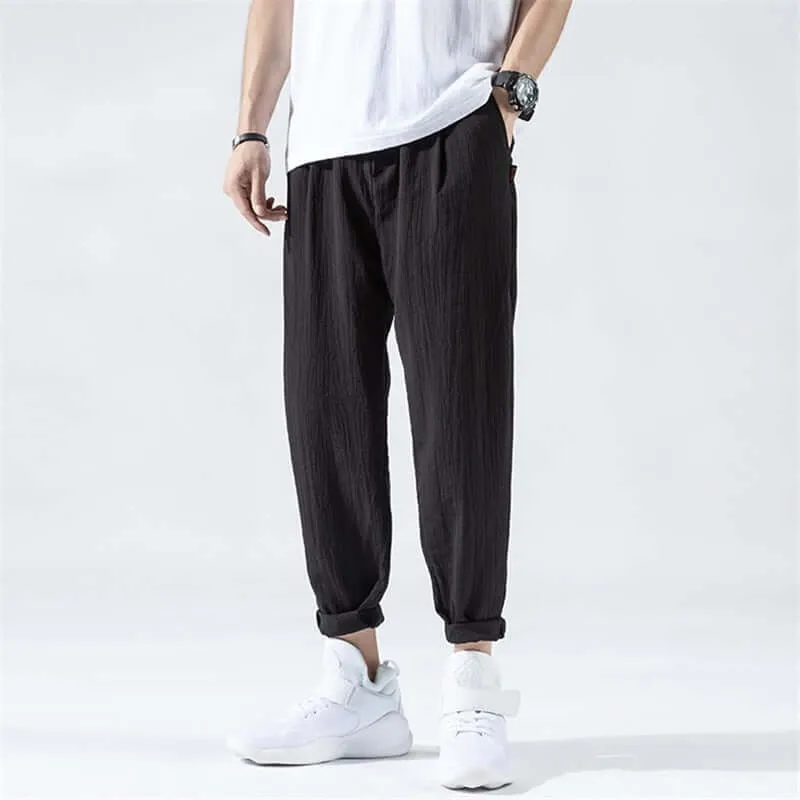 Men's Relaxed Fit Casual Trousers: Breathable Cotton