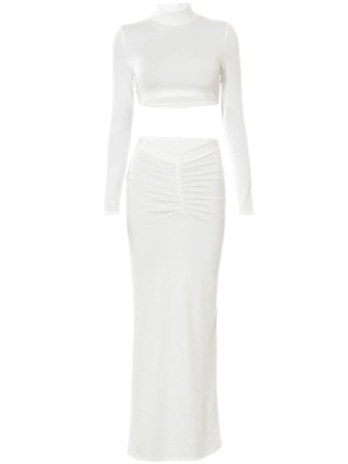 Midriff-baring Top&Pleated Trousers 2Pcs