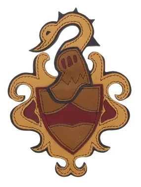 Miu Miu Brown Leather Swan Crest Brooch Pin-One Size