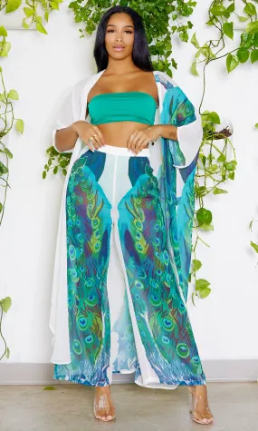 Peacock In Paradise | Kimono Pants Set FINAL SALE