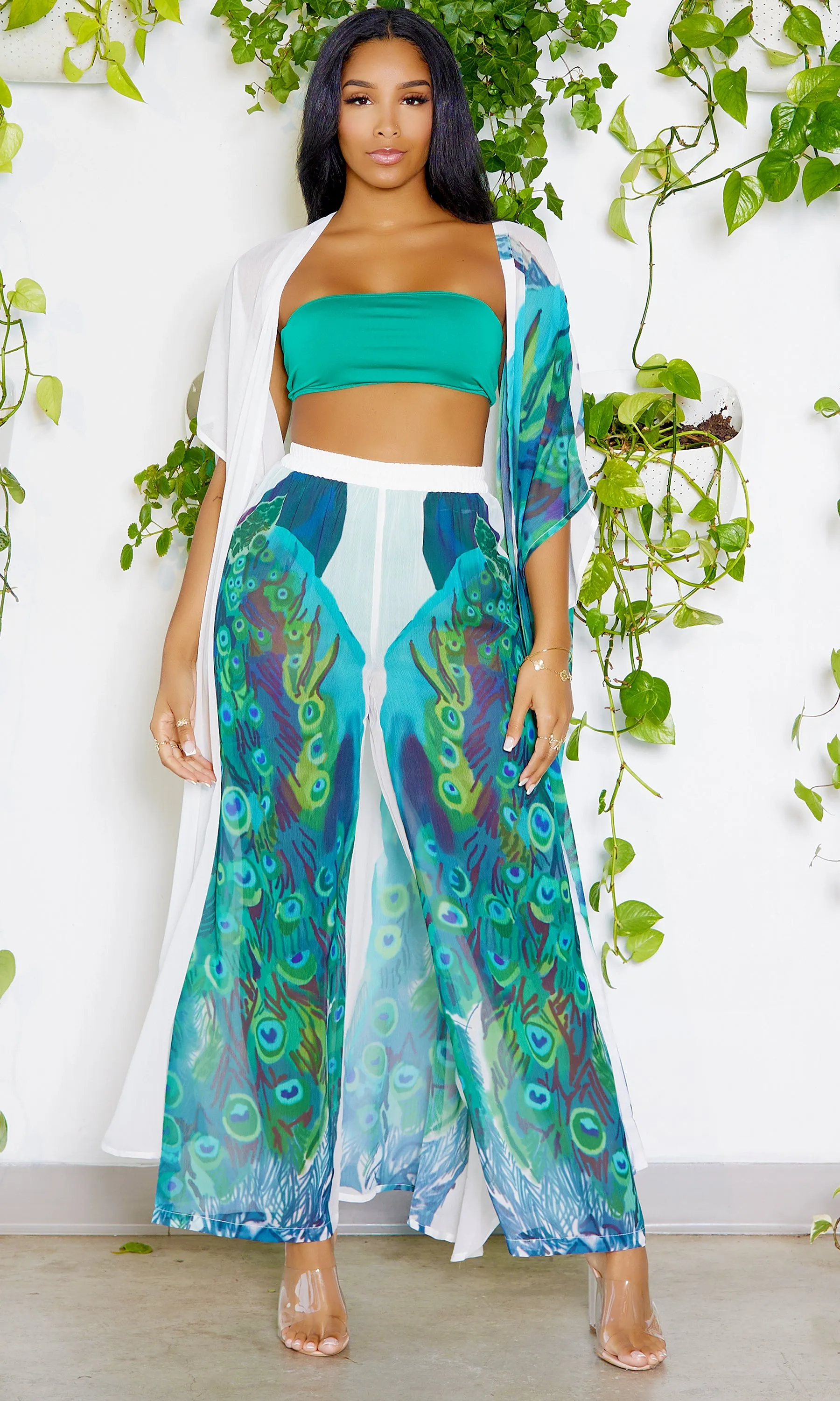 Peacock In Paradise | Kimono Pants Set FINAL SALE