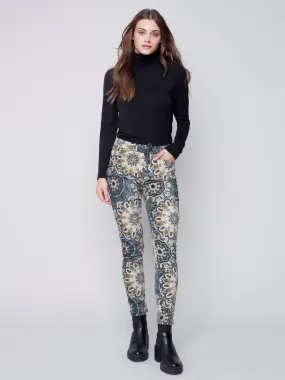 Printed Suede Crinkle Jogger Pants - Mandala