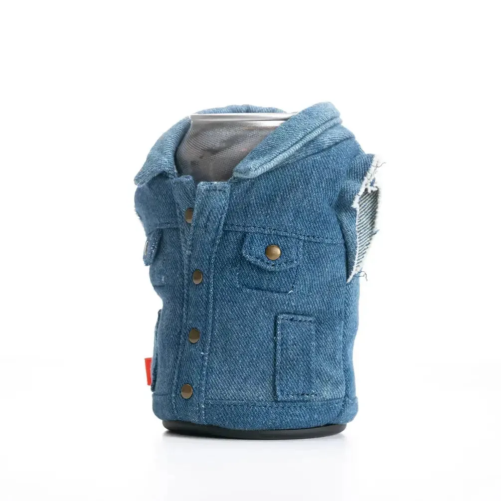 Puffin Can Koozie:  The Denim Vest Drink Koozie - Merca
