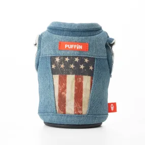 Puffin Can Koozie:  The Denim Vest Drink Koozie - Merca