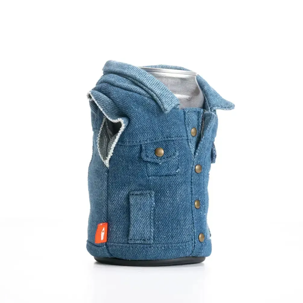 Puffin Can Koozie:  The Denim Vest Drink Koozie - Merca