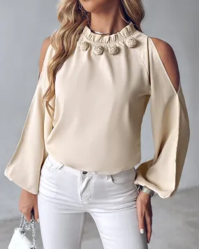 Rose Detail Lantern Sleeve Top