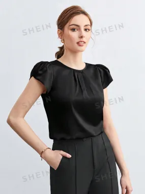 SHEIN BIZwear Women's Solid Color Blouse With Puff Sleeves