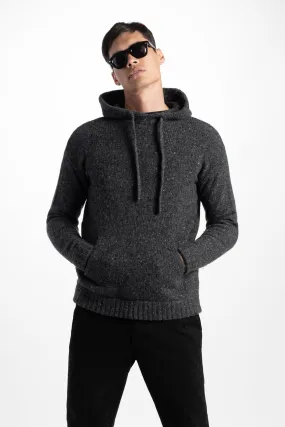 Soft Cloth Sweater Hoodie in Tweed - Charcoal Soot