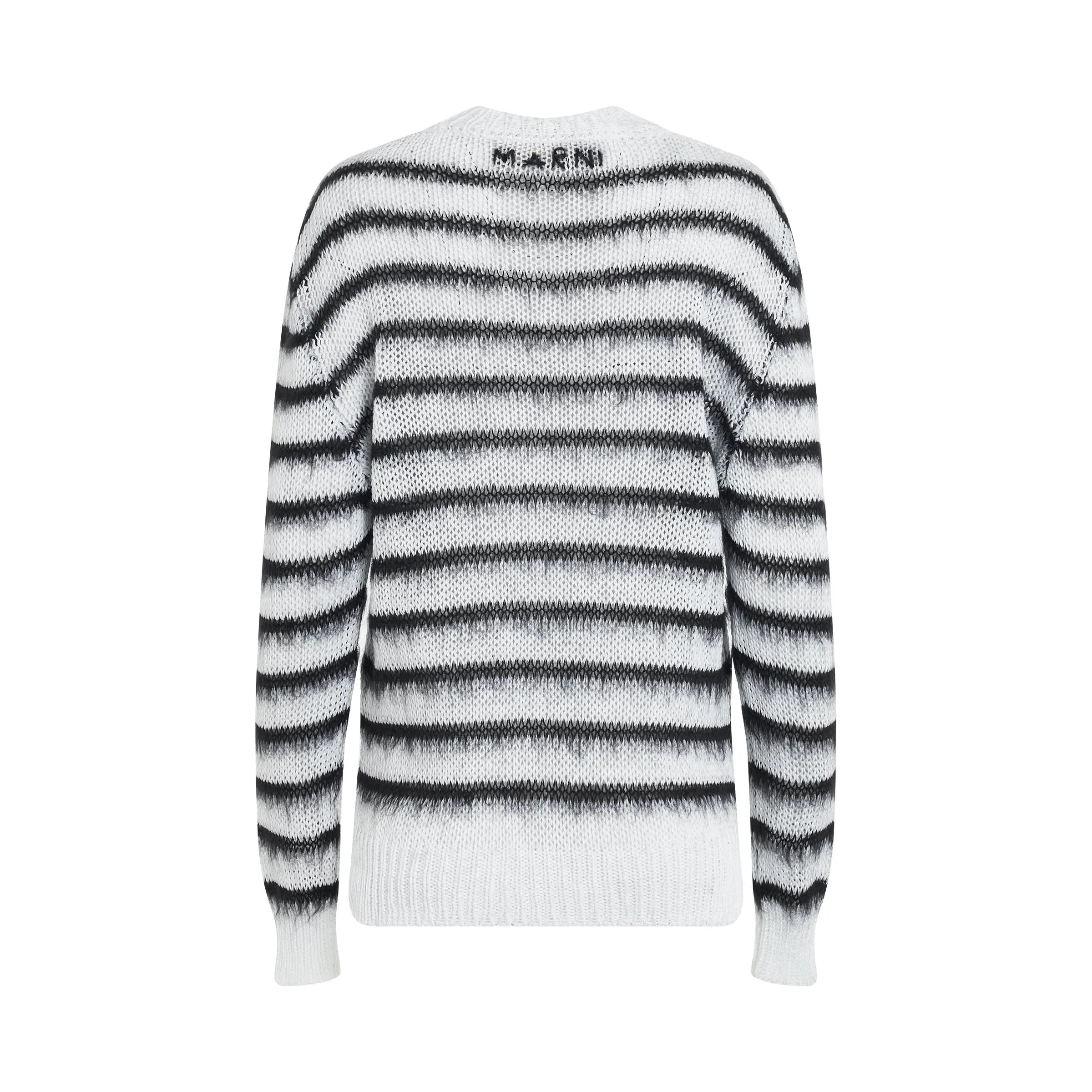 Stripe Knitted Sweater in White/Black