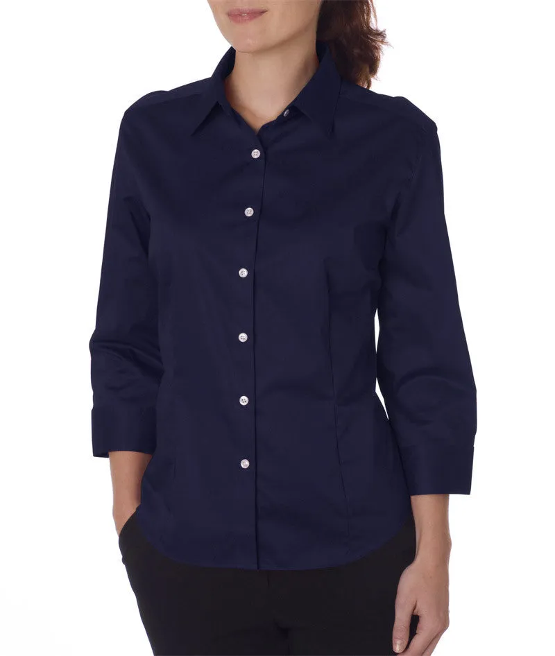 van heusen ladies' 3/4-sleeve dress twill - navy (2xl)