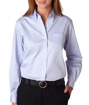 van heusen ladies' long-sleeve blended pinpoint oxford - blue (s)