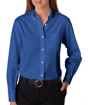 van heusen ladies' long-sleeve blended pinpoint oxford - english blue (m)