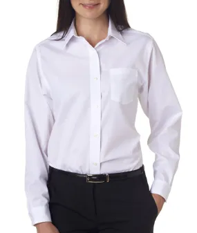 van heusen ladies' long-sleeve cotton-rich broadcloth - white (2xl)